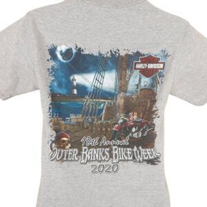 Harley Davidson T Shirt Mens Size Small Gray 2020 Outer Banks Bike Week NC